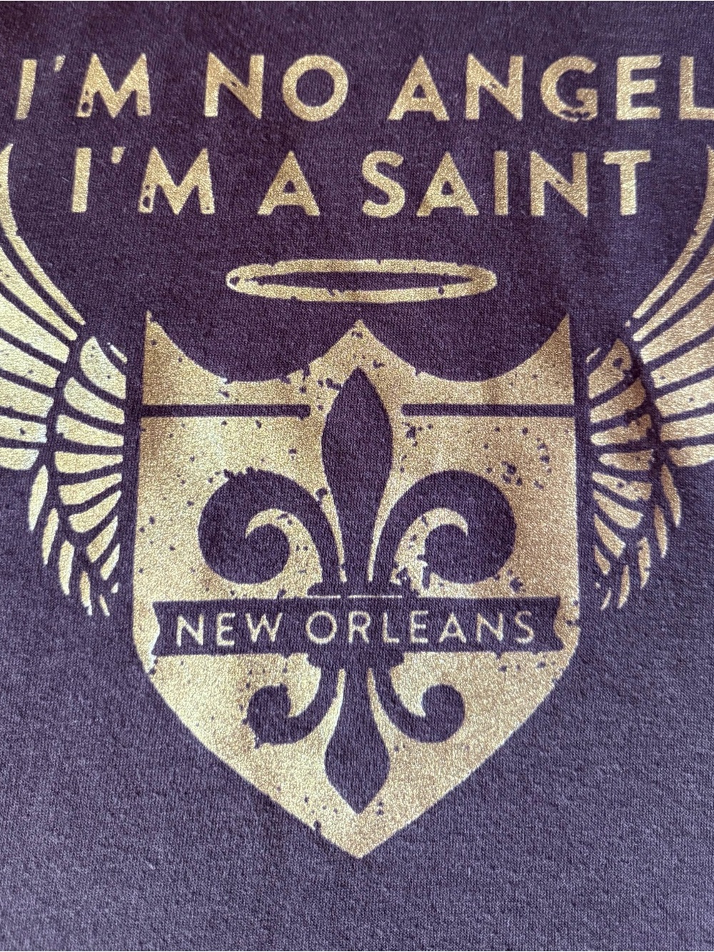 New Orleans Saints Next Level Apparel Black Hoodie “I’m No Angel-I’m A Saint” - Picture 2 of 3
